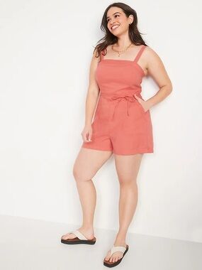 Old Navy Sleeveless Linen Blend Utility Romper